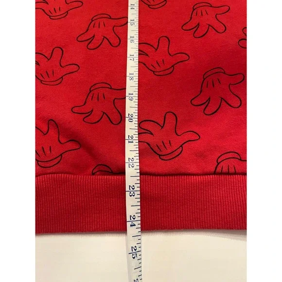 Disney Oversized Crew Neck Sweatshirt Unisex Red Mickey Mouse Glove Size Small - Picture 8 of 8